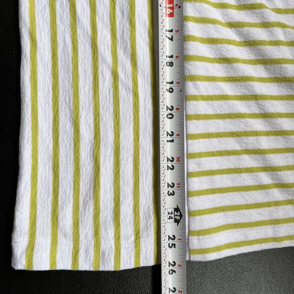 J Jill Shirt Womens XL Green Striped Cotton Short Sleeve Boxy Relaxed Lagenlook - Picture 10 of 10